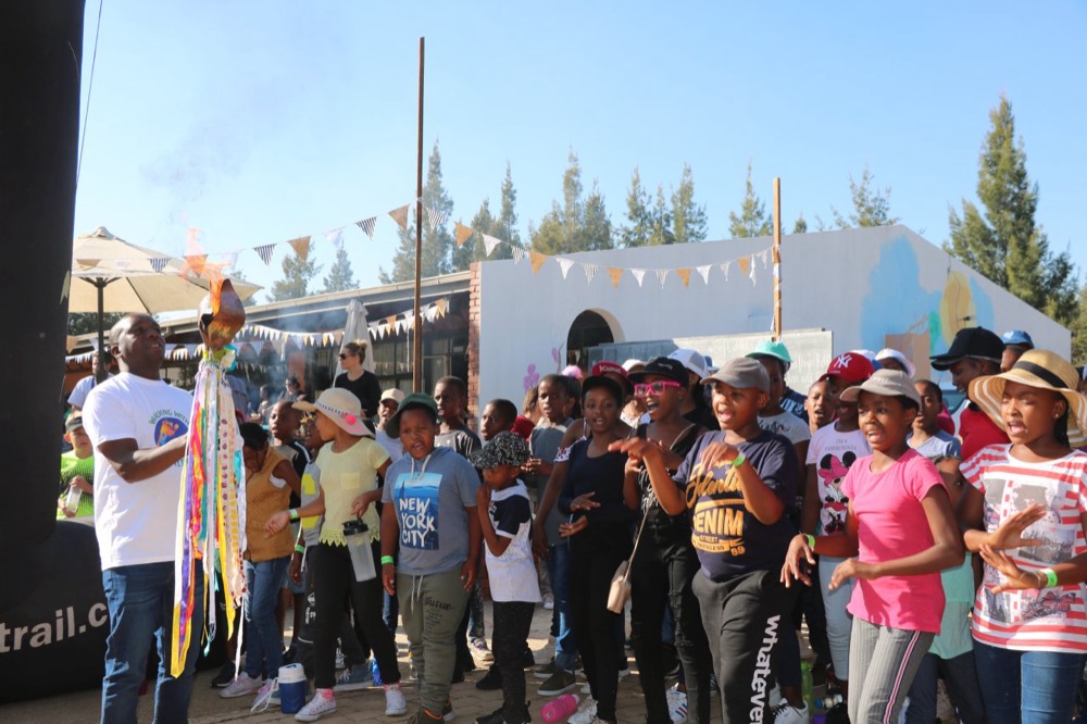 Families gathered at the school